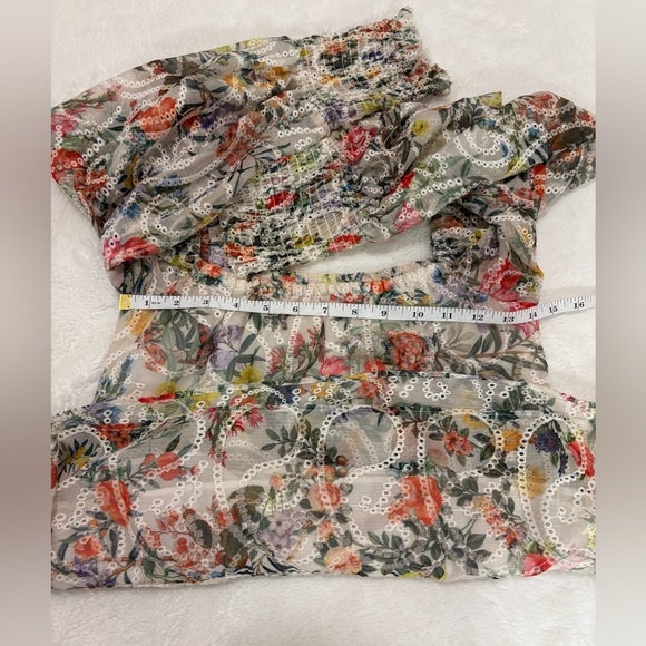 Alice + Olivia Rowa Embroided Floral Tiered Puffed Long Sleeve Top Size XS - Picture 6 of 8